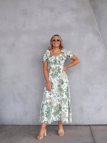 Estella Dress - Green Floral