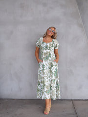 Estella Dress - Green Floral