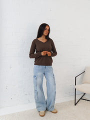 Karla Knit Top- Chocolate