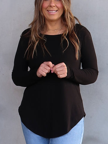 Megan Long Sleeve Top - Black