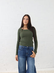 Selma Knit Top - Moss Green