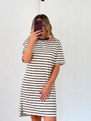 Beth Dress- Mocha Stripe