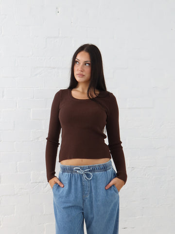 Selma Knit Top - Chocolate