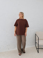 Myra Off Shoulder Tee- Chocolate