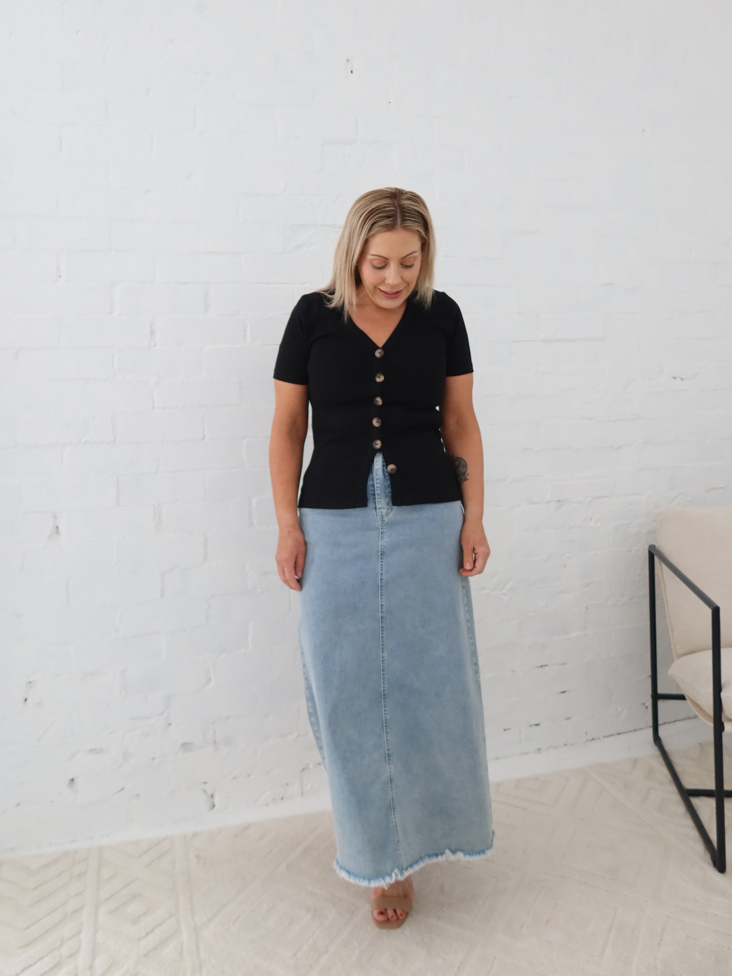Asher Denim Maxi Skirt - Blue
