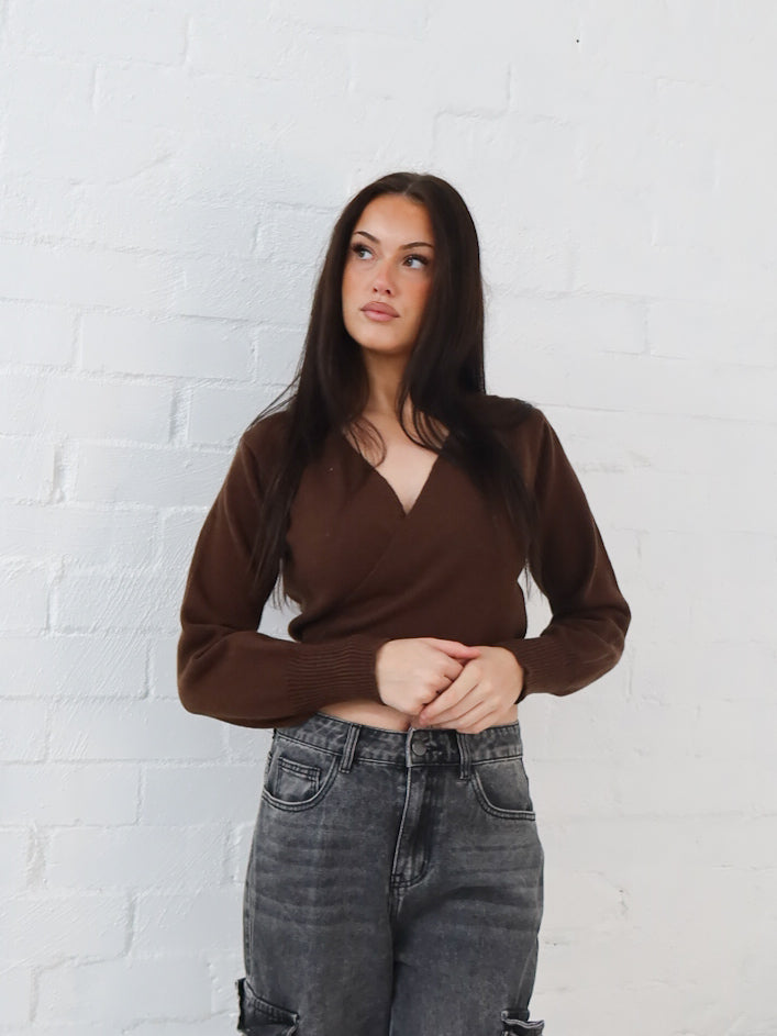 Dixie Wrap Top- Chocolate