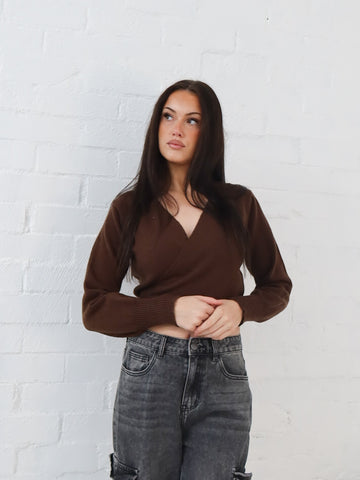 Dixie Wrap Top- Chocolate