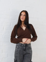 Dixie Wrap Top- Chocolate