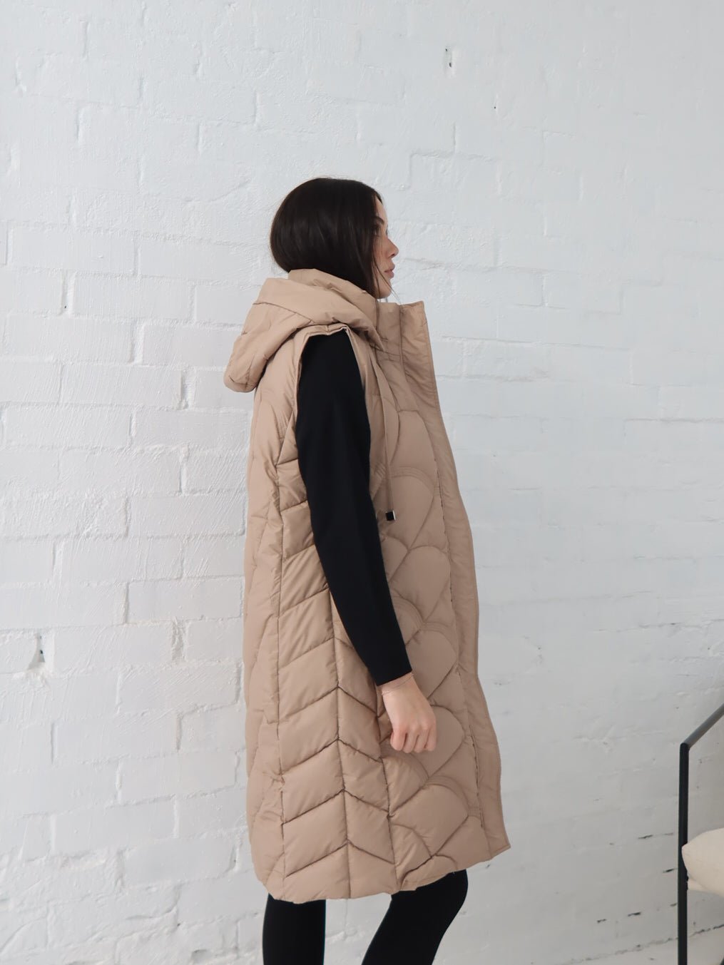 Miranda Longline Vest- Beige