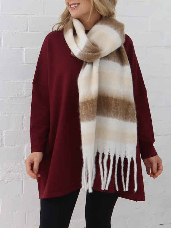 Neve Scarf - Beige Stripe