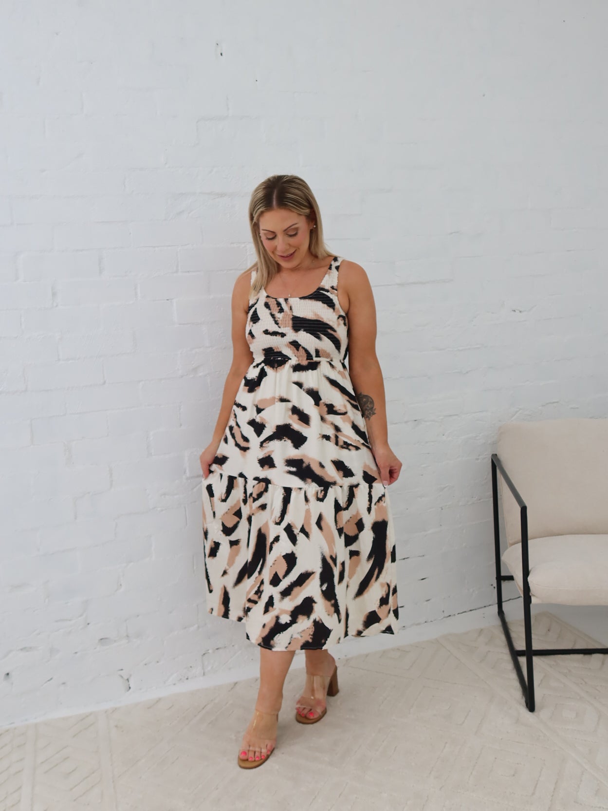 Lynn Dress - Multi Beige