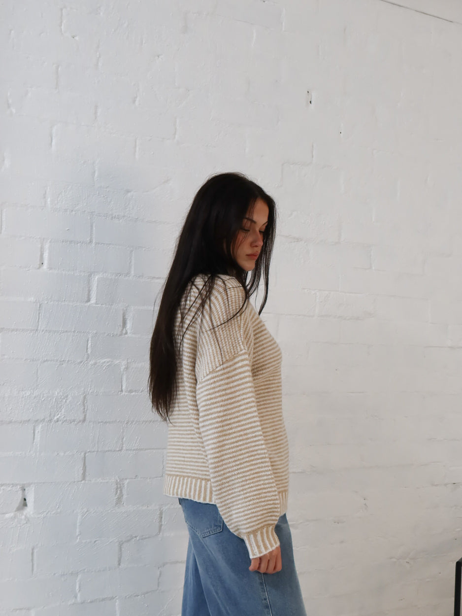 Shellie Knit - Camel Stripe