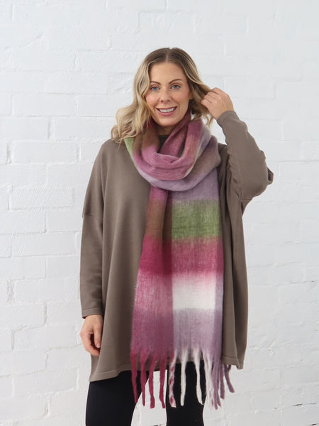 Neve Scarf - Purple/Pink/Green Check