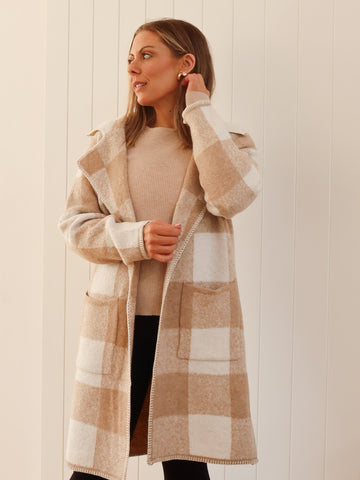 Jimmy Check Cardigan - Beige