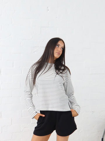Taylah Long Sleeve Tee- Black and White