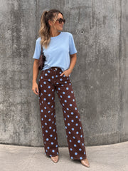Polka Dot Barrel Jeans- Chocolate/Blue