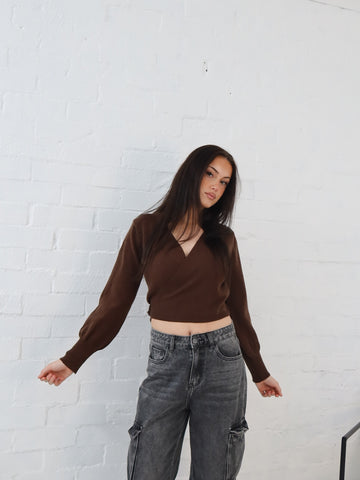 Dixie Wrap Top- Chocolate