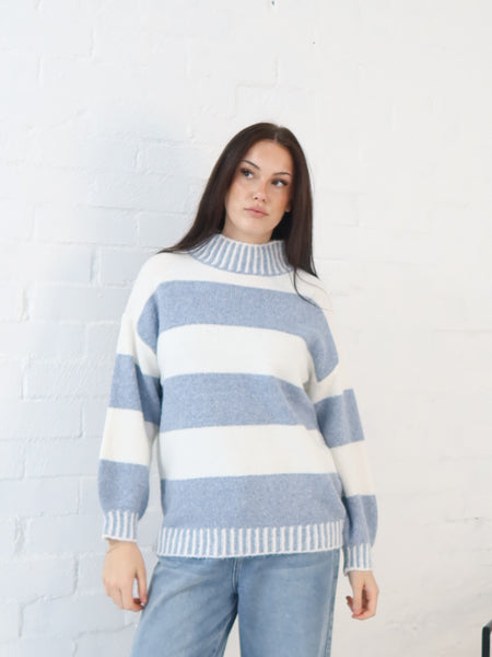 Jenna Knit - Blue/White