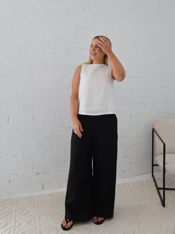 Andie Linen Pants - Black