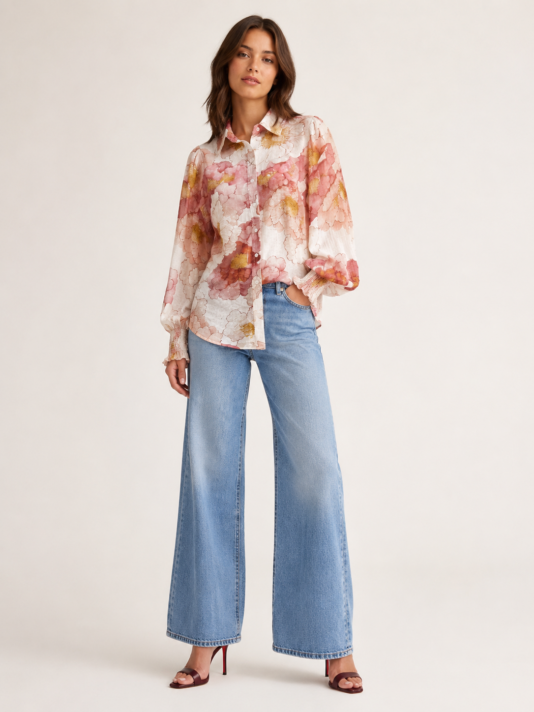 Liliana Shirt- Burnt Plum Floral