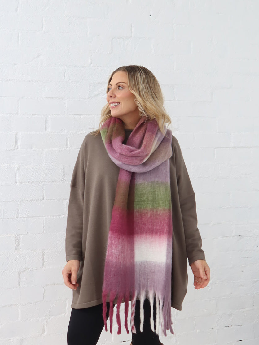 Neve Scarf - Purple/Pink/Green Check
