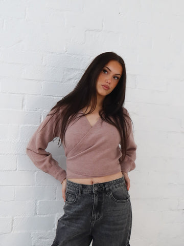 Dixie Wrap Top- Dusty Pink