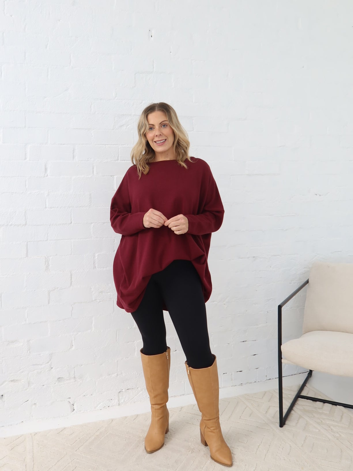 Avery Knit -Burgundy