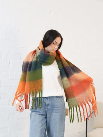 Neve Scarf - Rust/Orange/Green