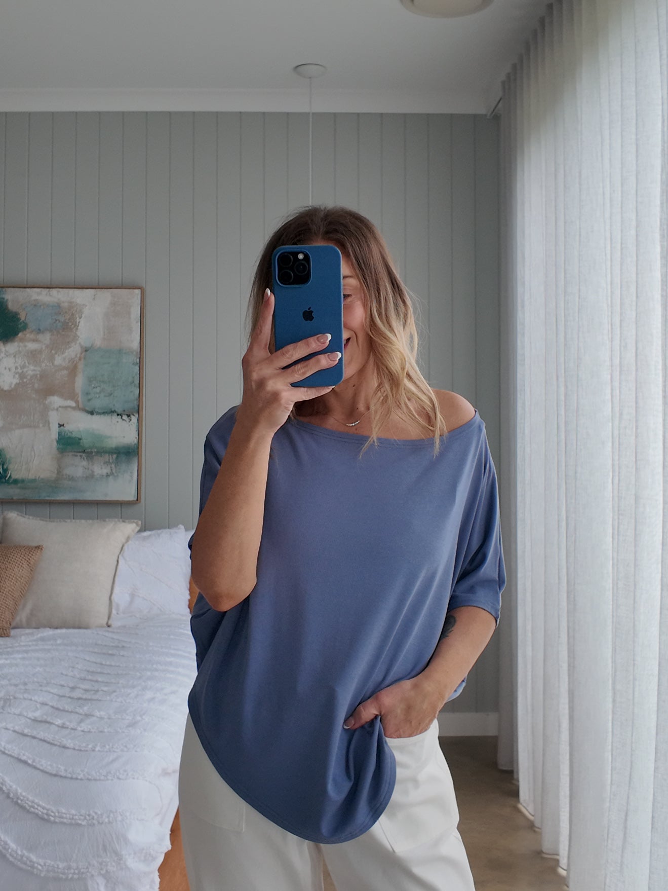 Leah Top- Duck Blue