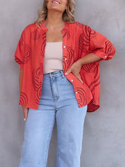 Mimi Blouse - Burnt Coral Swirl