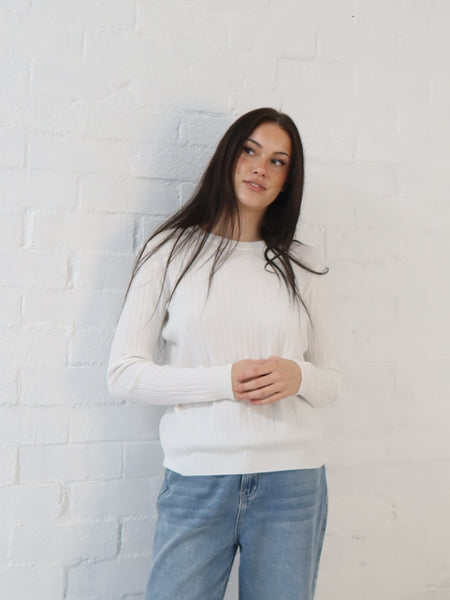 Adison Knit Top- White