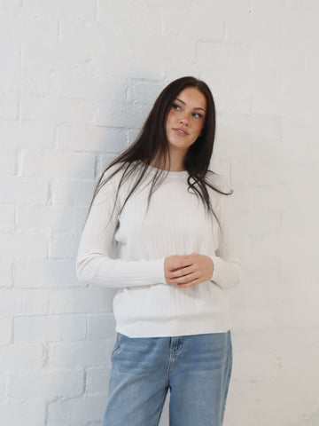 Adison Knit Top- White