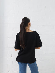Myra Off Shoulder Tee- Black