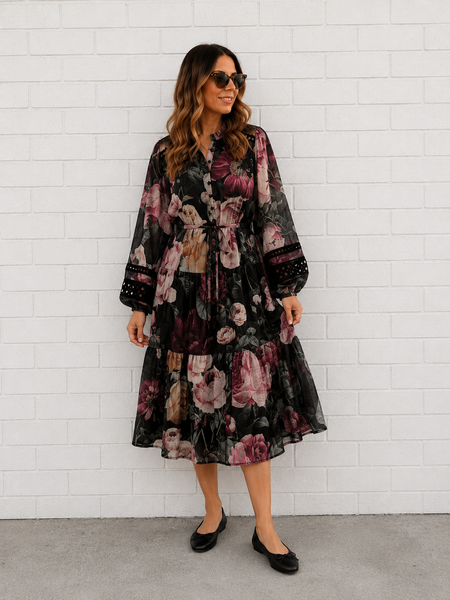 Bloom Dress- Black Floral