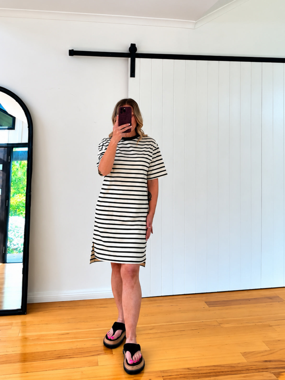Beth Dress- Black Stripe