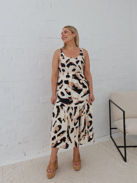 Lynn Dress - Multi Beige