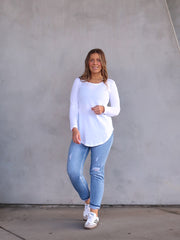 Megan Long Sleeve Top - White