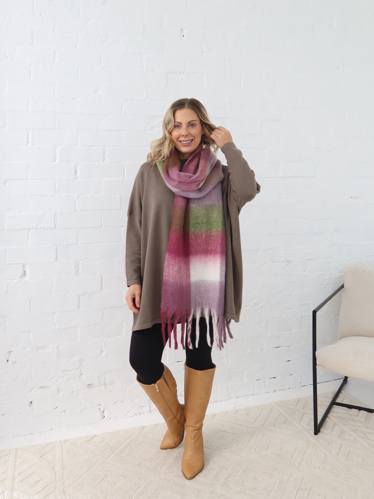 Neve Scarf - Purple/Pink/Green Check