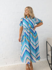 Alaia Dress- Multi Blue