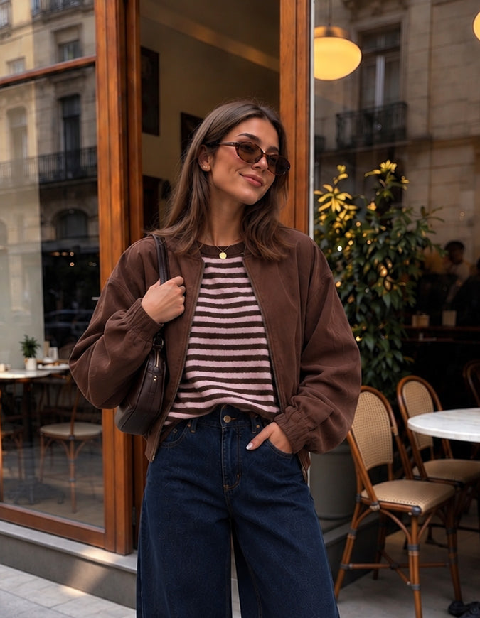 Abby Knit- Chocolate/Pink