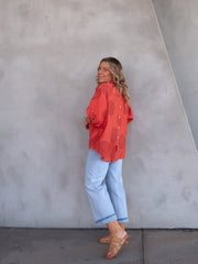 Mimi Blouse - Burnt Coral Swirl