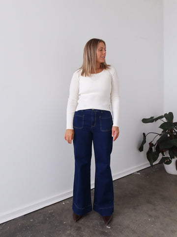 Selma Long Sleeve Knit Top - Vanilla