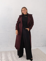 Farrah Trench Coat- Burgundy