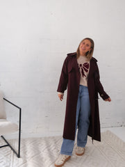 Farrah Trench Coat- Burgundy