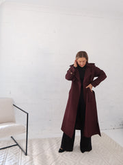 Farrah Trench Coat- Burgundy