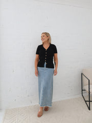 Asher Denim Maxi Skirt - Blue
