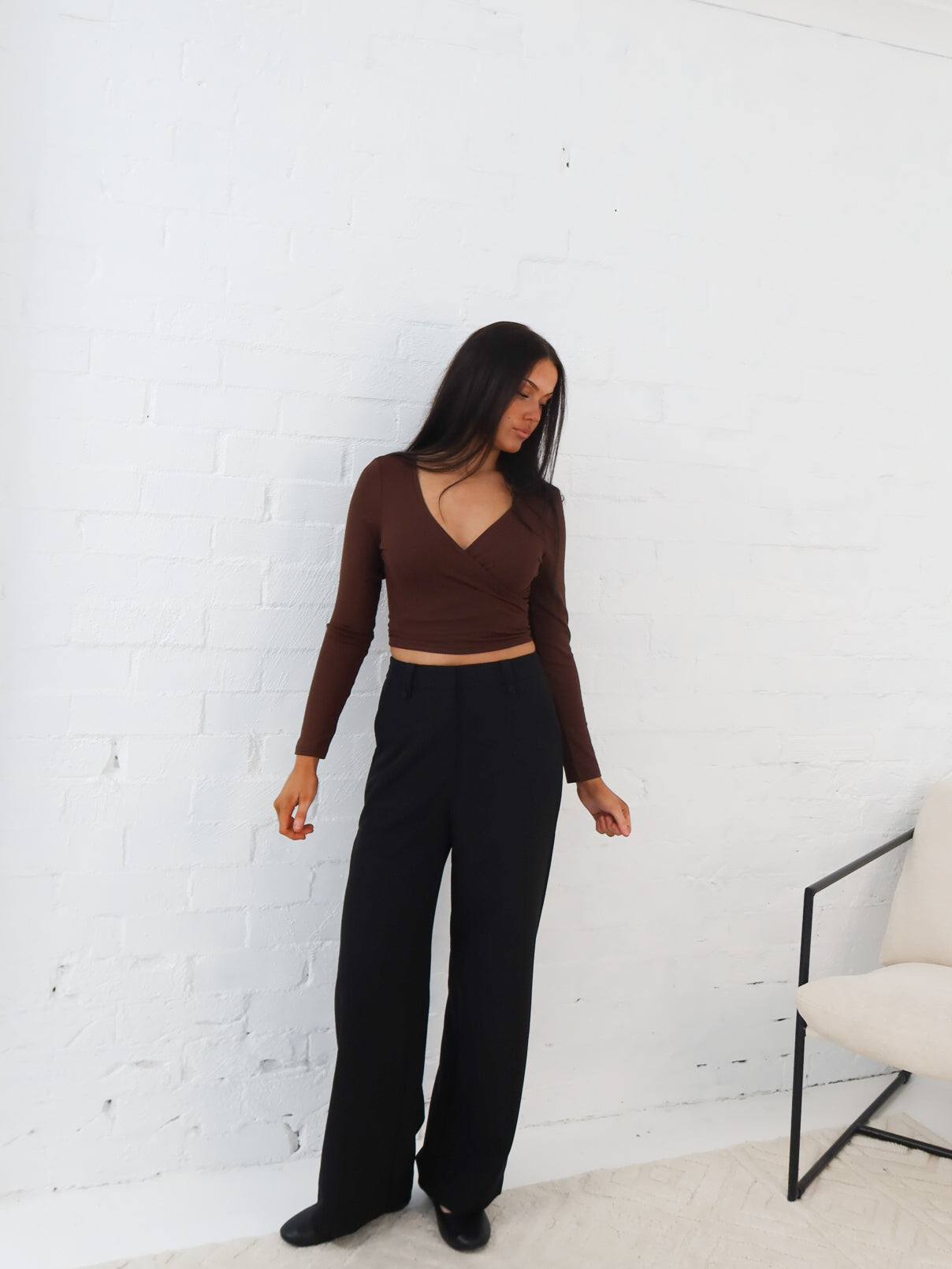 Aisha Wrap Top- Chocolate