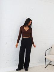 Aisha Wrap Top- Chocolate