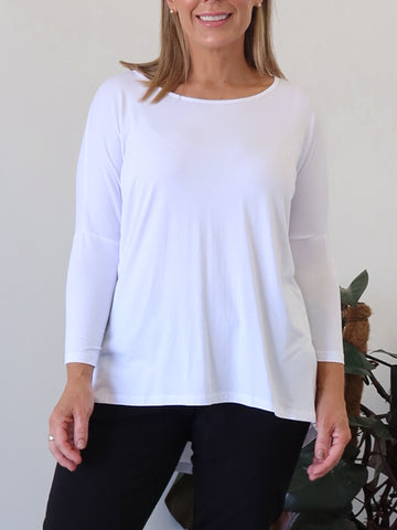 Milan 3/4 Sleeve Top - White