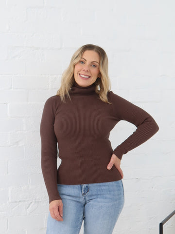 Angelique Turtleneck Knit- Espresso